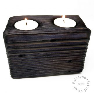 Reclaimed Wood Tealight Holder 09 | 2 Candles | Plum