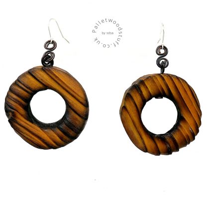Rustic Wooden Earrings - Honey