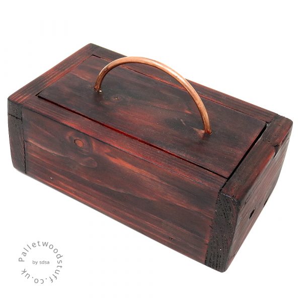 Small Dyed Pallet Wood Box FLAME 01 | Copper Handle